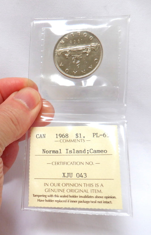 1968 Canadian $1 Coin, MS-64 Graded by ICCS: CANADA VOYAGEUR DOLLAR
