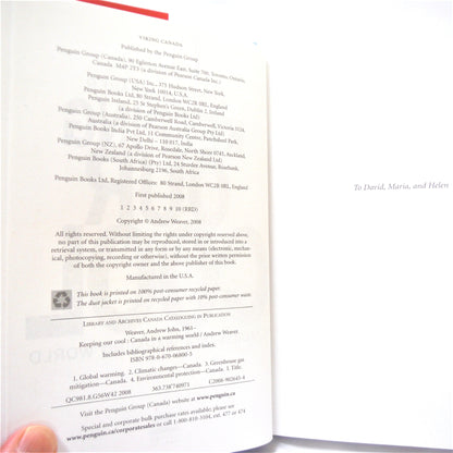 KEEPING OUR COOL, Canada in a Warming World, by Andrew Weaver (1st Ed. SIGNED)