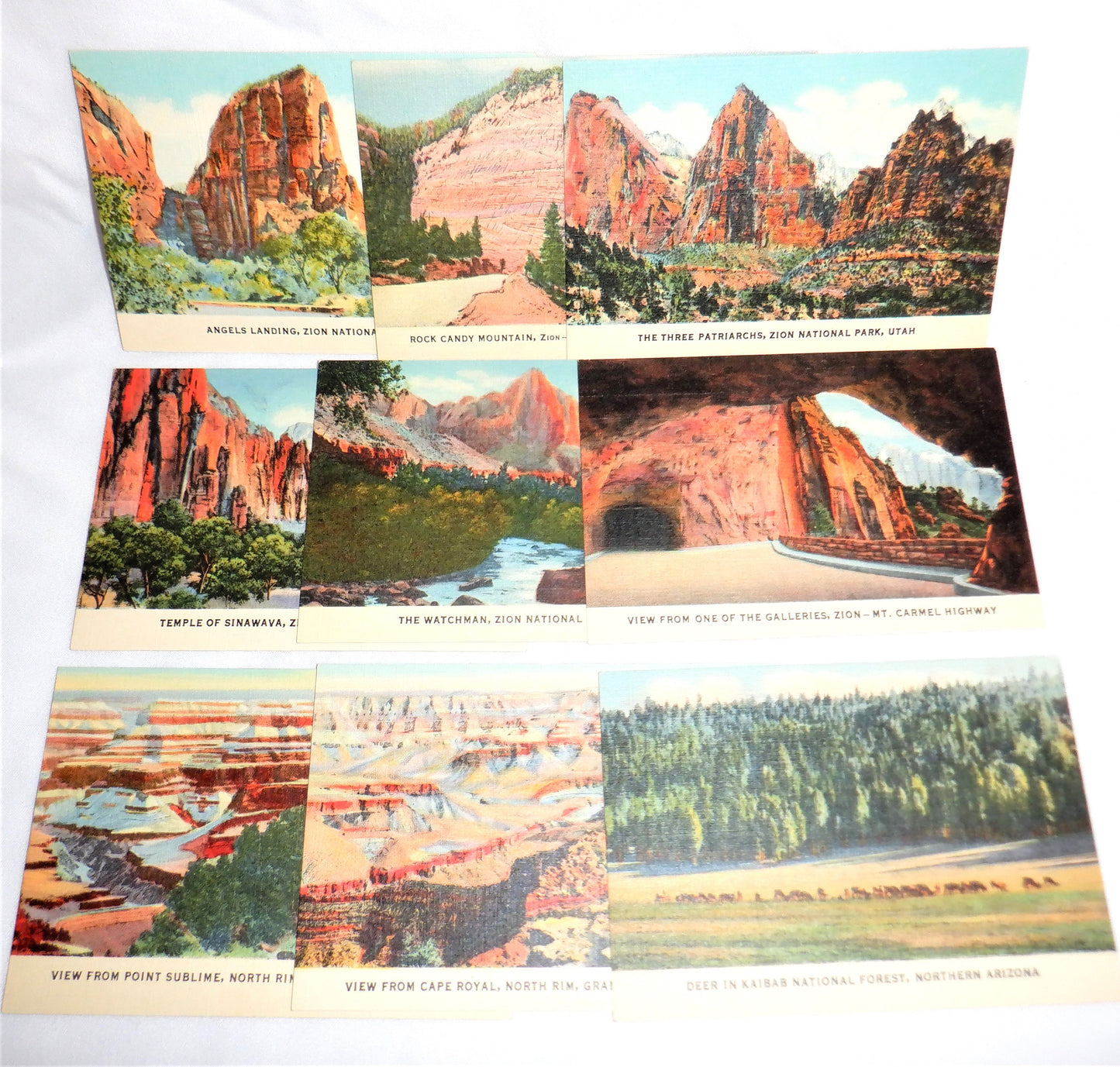 Vintage Hand-Tinted Mini Snapshot Set of 25 Utah and Arizona scenes, 1930's