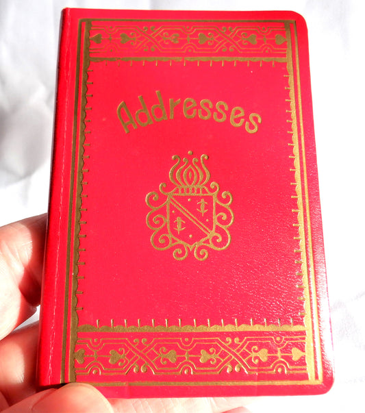 Vintage Mini Pocket Address Book in Red Vinyl with Index, Made in Japan, 1950's