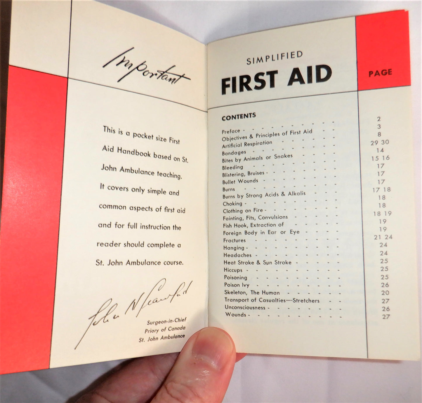 VINTAGE FIRST AID POCKET HANDBOOK, by The St. John Ambulance & The Sun Life Assurance Co. of Canada, 1960's