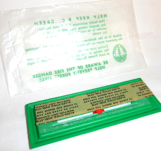 B.C. FOREST SERVICE Miniature Automobile Vehicle Dashboard Danger Fire Rating Sign, Vintage 1970's