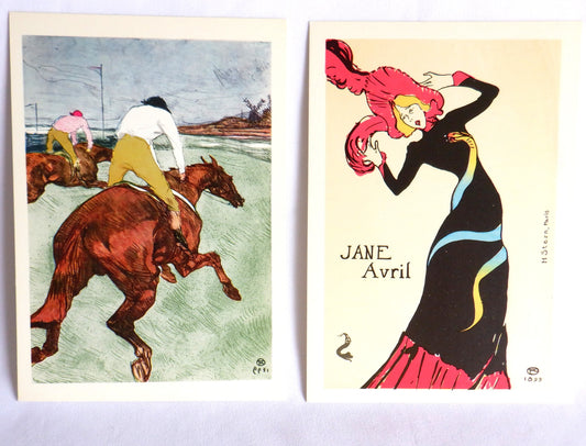 POSTCARD, Set of 2, Vintage Paintings by TOULOUSE-LAUTREC from FRANCE