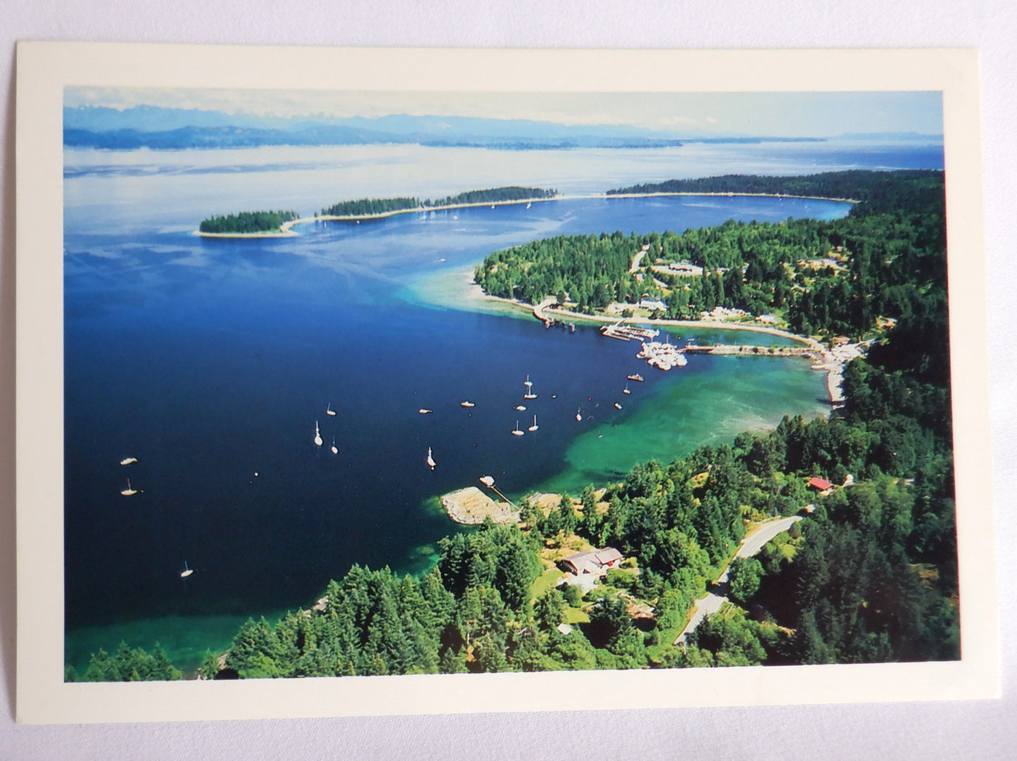 POSTCARD, Set of 1, Vintage Arial Photograph of Rebecca Spit Provincial Park, BC. CANADA