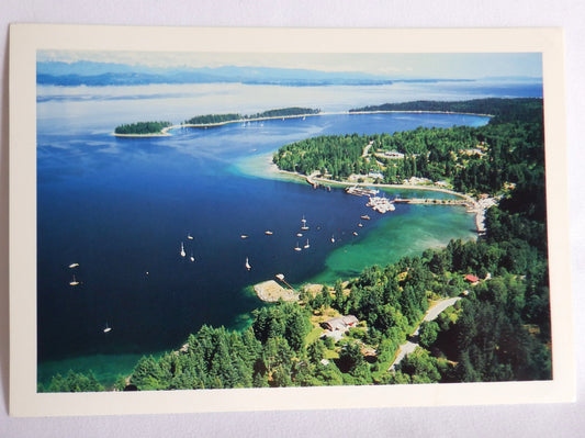 POSTCARD, Set of 1, Vintage Arial Photograph of Rebecca Spit Provincial Park, BC. CANADA