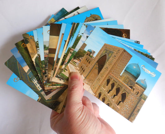 POSTCARD, Set of 17, Vintage Postcards of Various Famous Sights in Samarkand, UZBEKISTAN 1990