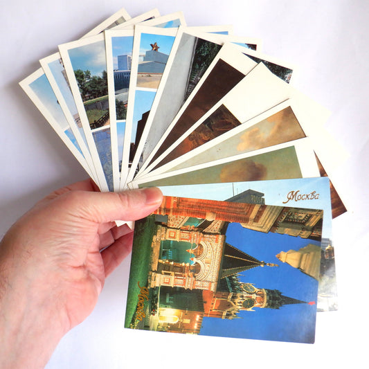 POSTCARD, Set of 12, Vintage Postcards of Various Moscow Buildings, Artwork, Kremlin, RUSSIA