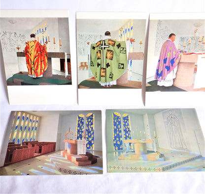 POSTCARD, Set of 9, Vintage Colour Photographs by HENRI MATISSE, of The Chapelle du Rosaire a Vence, RARE!