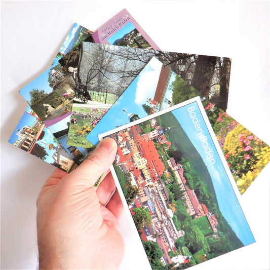 POSTCARD, Set of 5, Beautiful Vintage Colour Postcards of Baden-Baden Scenes, GERMANY