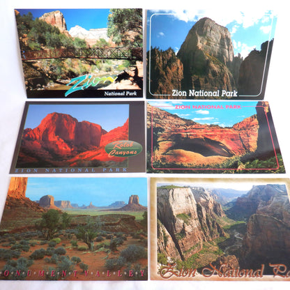 POSTCARD, Set of 6, Vintage Arial Photo Postcards of Zion National Park in Utah, UNITED STATES OF AMERICA