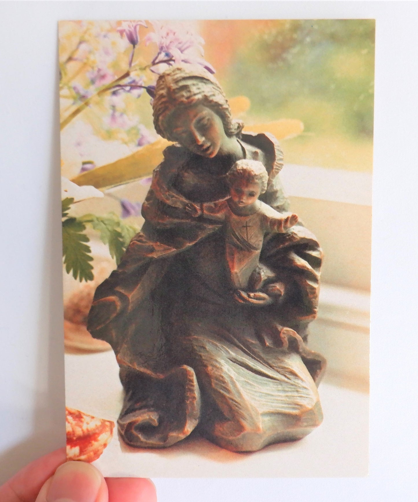 POSTCARD, Set of 1, Vintage Postcard from St. Michael's Convent in Richmond, Surrey, UK: 'Statue of OUR LADY AND CHILD', GREAT BRITAIN