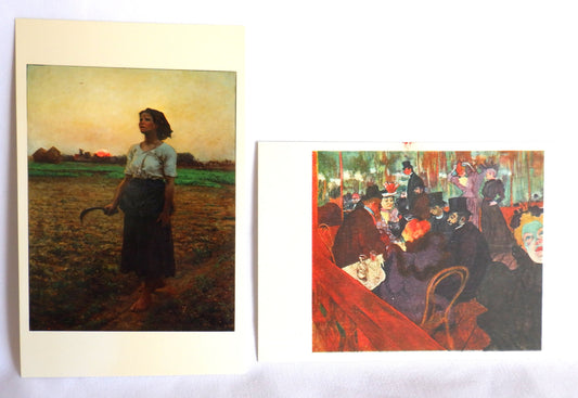 POSTCARD, Set of 2, JULES BRETON & TOULOUSE-LAUTREC Vintage Postcards from The Art Institute of Chicago, USA