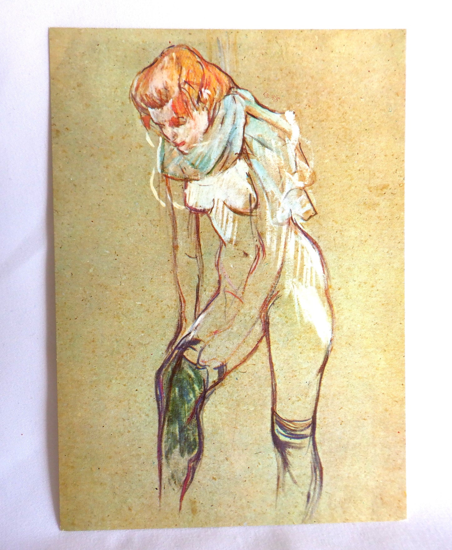 POSTCARD, Set of 1, Vintage Postcard by Toulouse-Lautrec, "Femme qui tire son bas" FRANCE