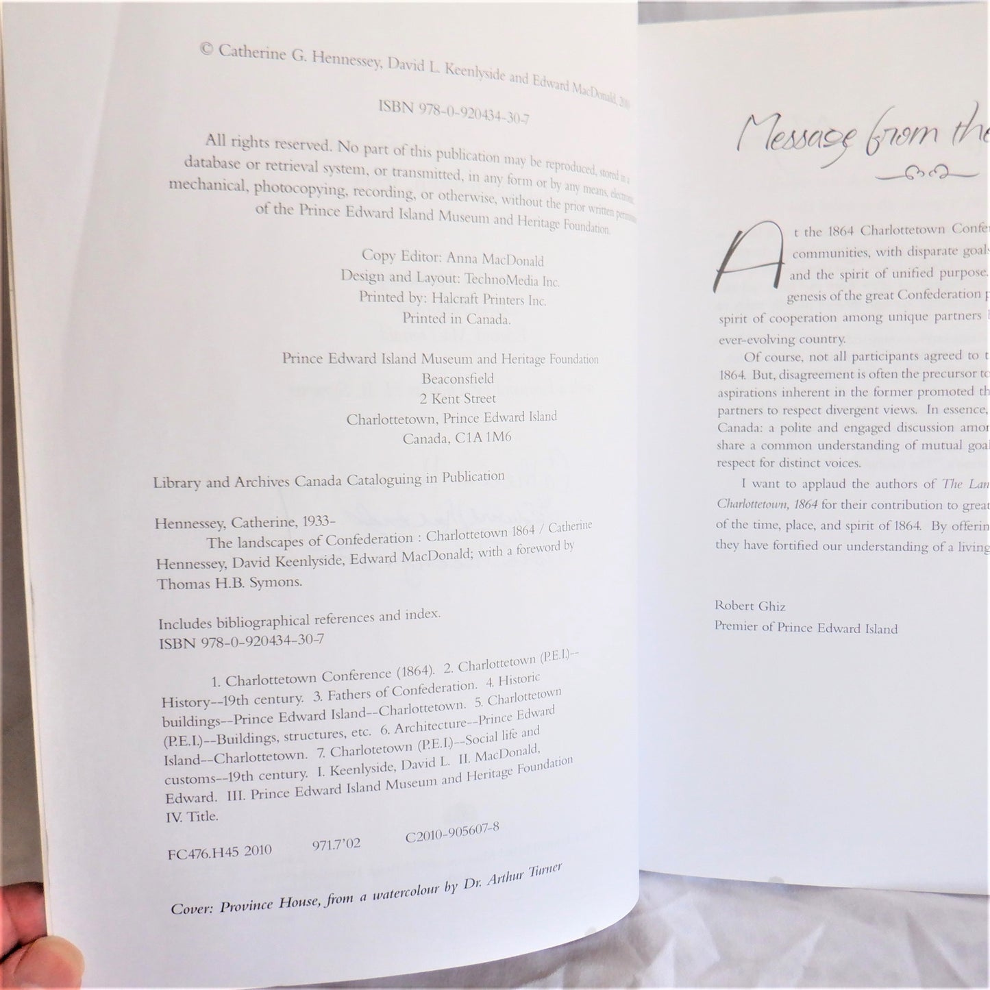 The Landscapes of Confederation, Charlottetown 1864, by Catherine G. Hennessey, David Keenlyside, and Edward MacDonald (1st Ed. SIGNED)