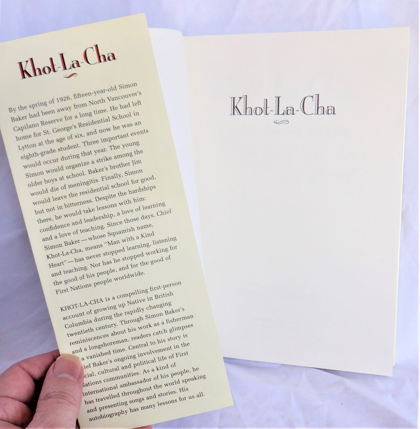 KNOT-LA-CHA, The Autobiography of CHIEF SIMON BAKER, Compiled & Edited by Verna J. Kirkness (1st Ed. SIGNED)