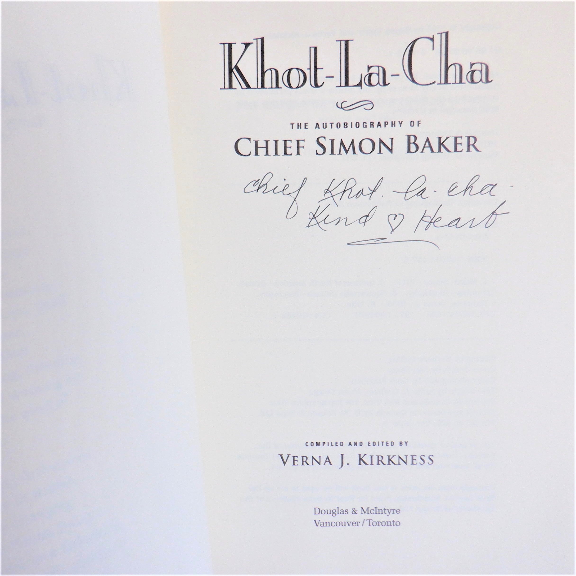 KNOT LA CHA The Autobiography of CHIEF SIMON BAKER Compiled