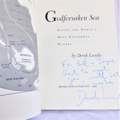 GODFORSAKEN SEA, Racing the World's Most Dangerous Waters, by Derek Lundy (1st Ed. SIGNED)