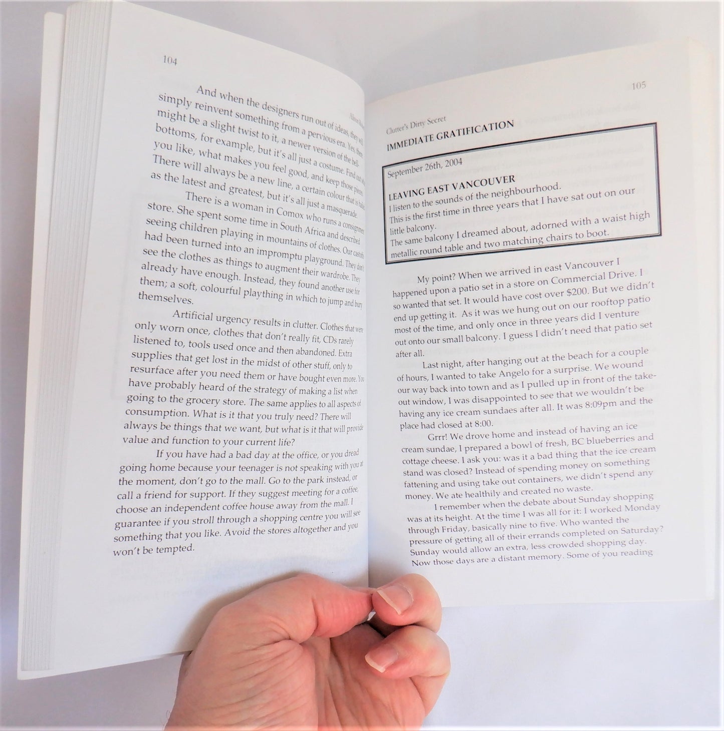 CLUTTER'S DIRTY SECRET, A Provocative Look at the Media's Impact on Our Spending Habits, by Alison Roberts, M.A.  (1st Ed. SIGNED)