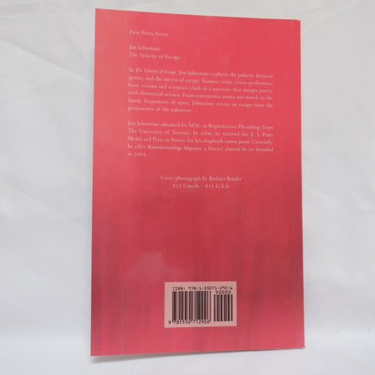 THE VELOCITY OF ESCAPE, Poetry by Jim Johnstone  (1st Ed. SIGNED)