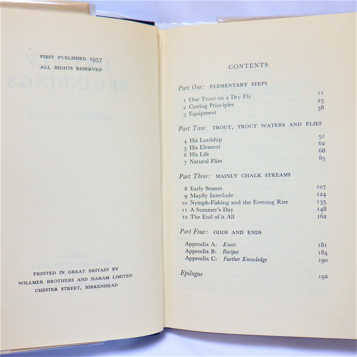 DRY-FLY BEGINNINGS, An Angling Book by Dermot Wilson (1957 1st Ed.)