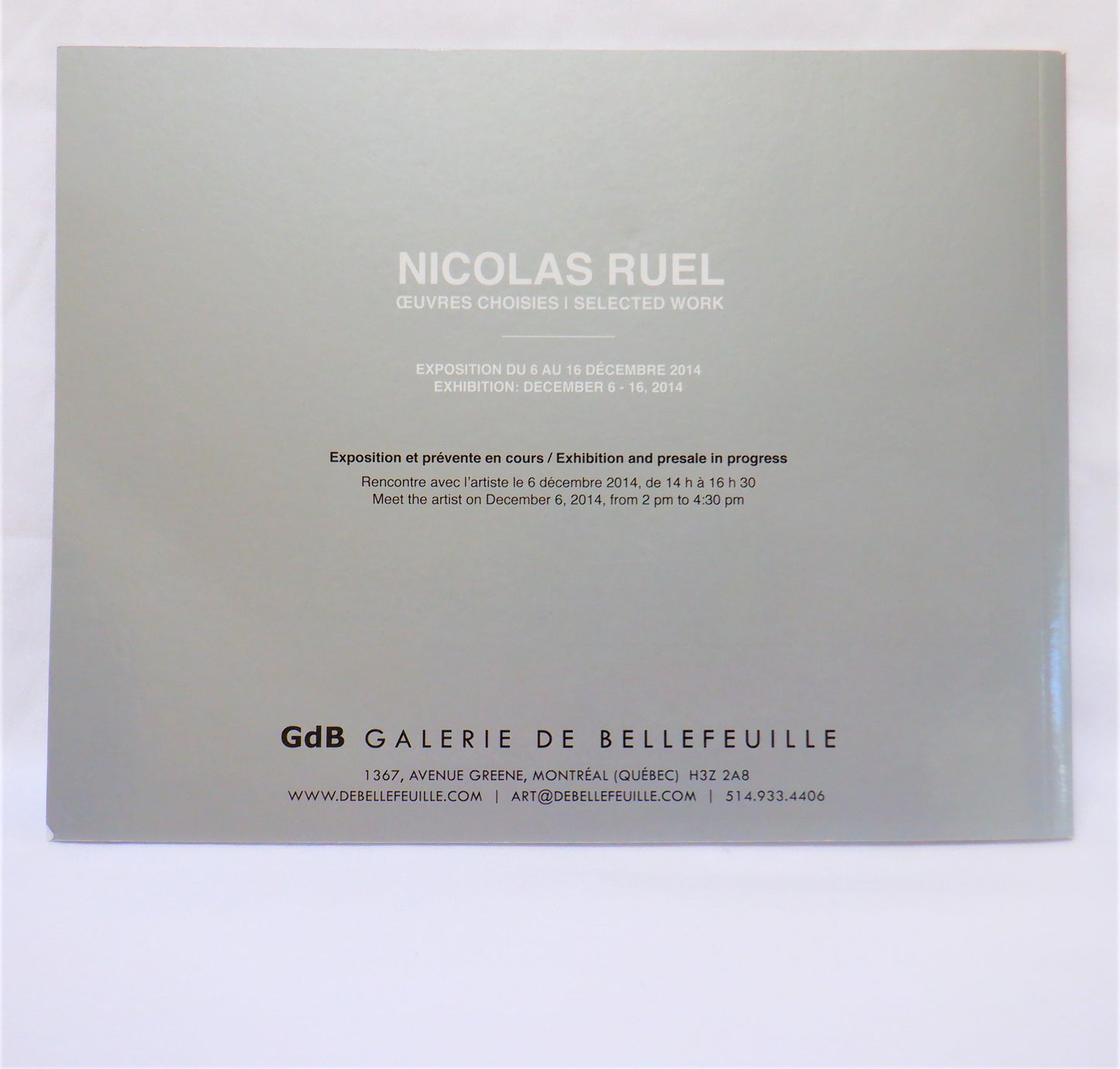 NICOLAS RUEL: oeuvres choisies / selected work (2014 1st Ed.)