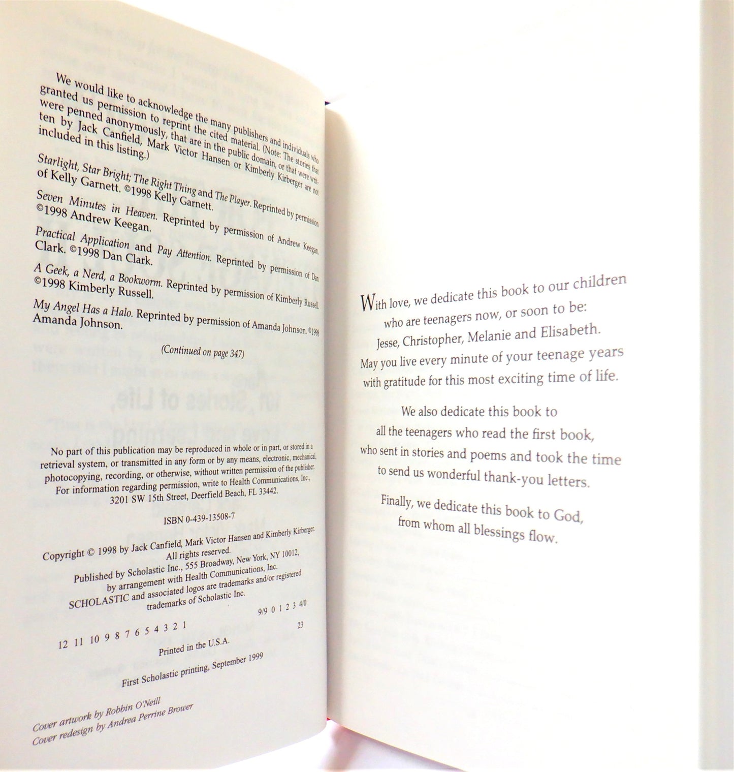 CHICKEN SOUP FOR THE TEENAGE SOUL, Volumes I & II, by Jack Canfield, Mark Victor Hansen & Kimberly Kirberger (1999 1st Scholastic Editions)