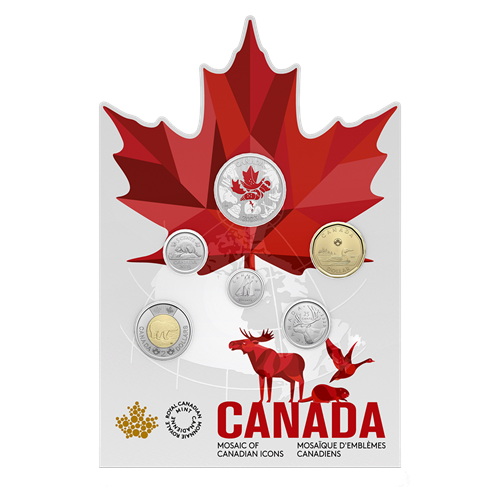 2023 Mosaic of Canadian Icons, A 6-Coin Set by The Royal Canadian Mint, with a SPECIAL .50 Cent Coin