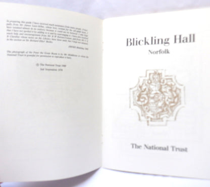 BLICKLING HALL, Norfolk, England: A British National Trust Tourist Souvenir Guide Book, 1970's