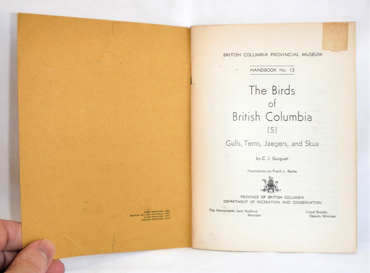 THE BIRDS OF BRITISH COLUMBIA, Volume 5, Gulls, Terns, Jaegers, Skua, by C.J. Guiguet, 1974