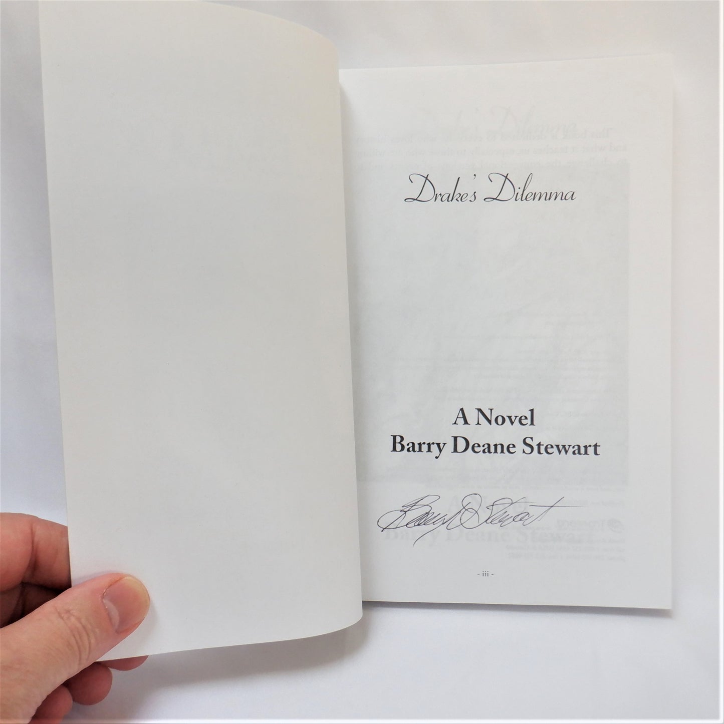 DRAKE'S DILEMMA, A Novel by Barry Deane Stewart (1st Ed. SIGNED)