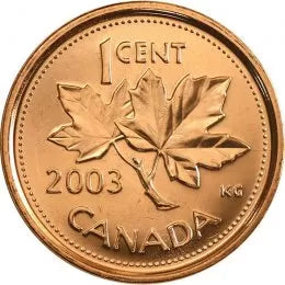 2003 CANADIAN PENNY, Brand New Uncirculated Full Roll of 50 each New-Effigy NON-MAGNETIC PENNIES