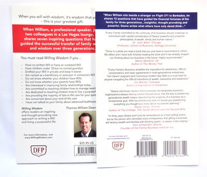 WILLING WISDOM, and EVERY FAMILY'S BUSINESS, by THOMAS WILLIAM DEANS: A Paul's 2-Book Special! (2014-SIGNED)