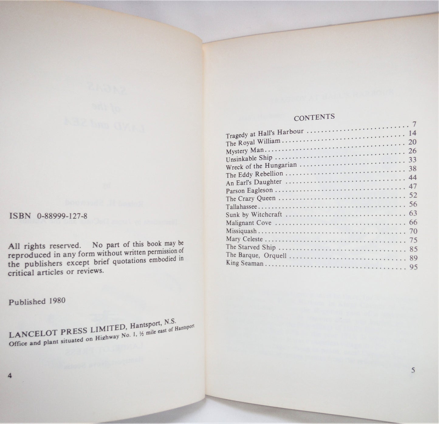 SAGAS OF THE LAND AND SEA, Nova Scotia Tales by Master Story Teller Roland H. Sherwood  (1st Ed. SIGNED)