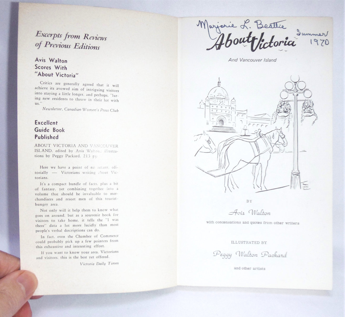 ABOUT VICTORIA & VANCOUVER ISLAND, A Vintage Guide Book by Avis Walton, 1969