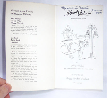 ABOUT VICTORIA & VANCOUVER ISLAND, A Vintage Guide Book by Avis Walton, 1969