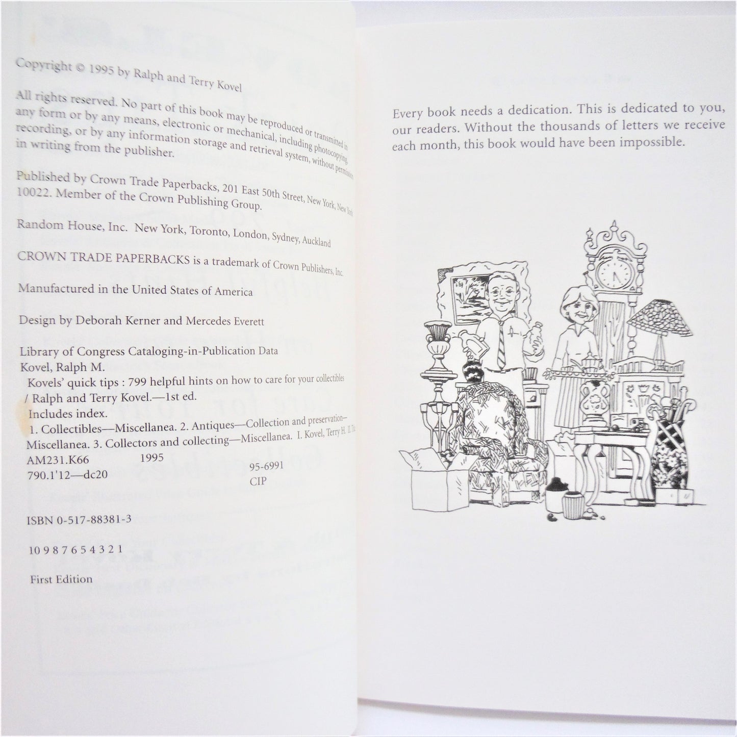 KOVELS' QUICK TIPS: Helpful Hints On How To Care For Your Collectibles, by Ralph & Terry Kovel (1995 1st Ed.)