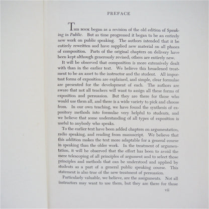 SPEAKING IN PUBLIC, by A.B Williamson, C.A. Fritz & H.R. Ross, 1950