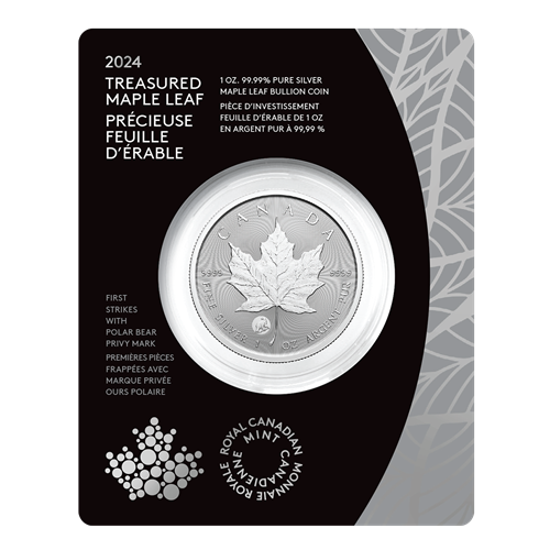 2024 Royal Canadian Mint $5 Pure Silver Coin 1 oz. 99.99% - Treasured Silver Maple Leaf First Strikes: POLAR BEAR!