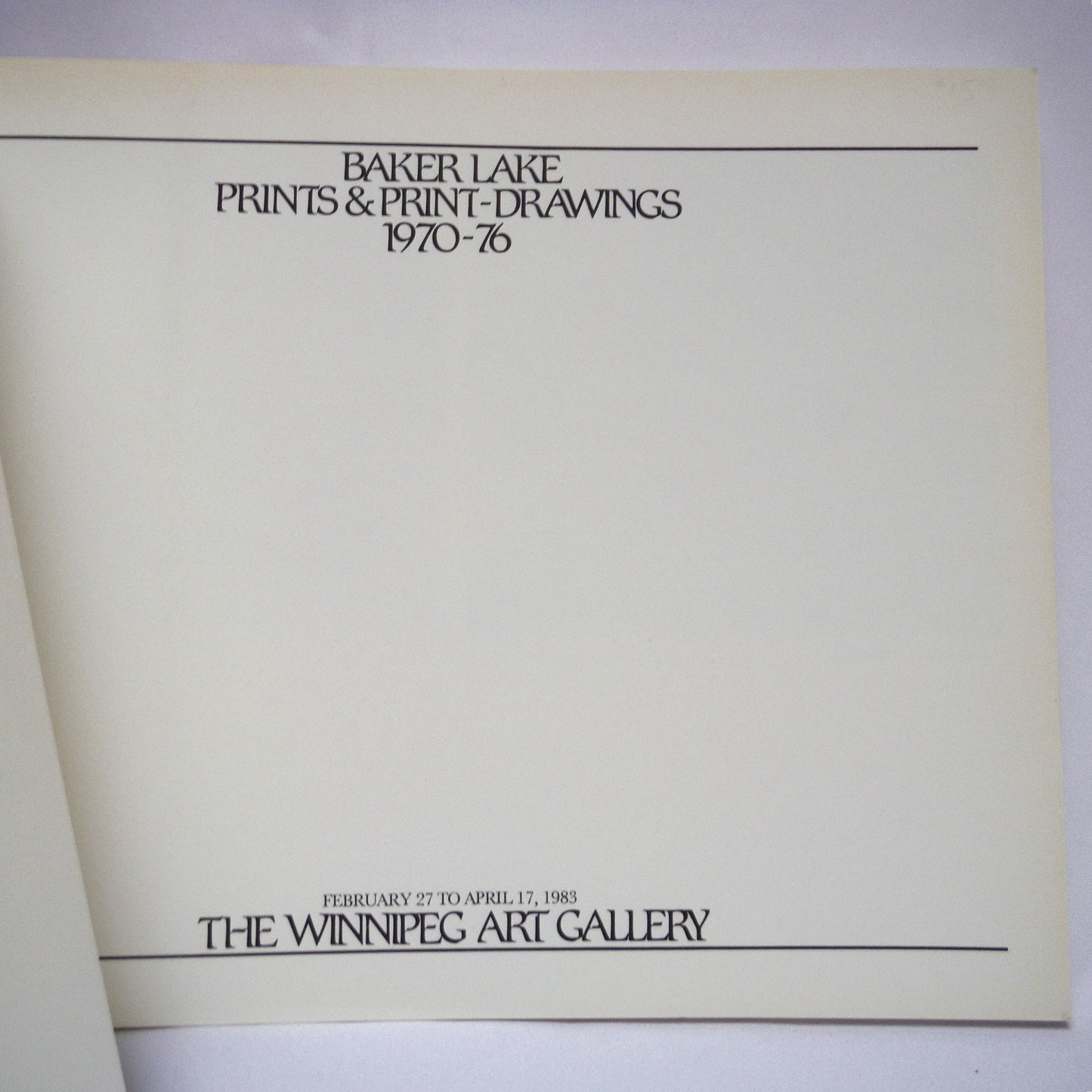 BAKER LAKE, Prints & Print-Drawings 1970-76, by The Winnipeg Art Gallery (1982 1st Ed.)