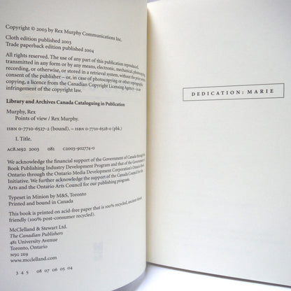 POINTS OF VIEW, Political and Social Commentary by Rex Murphy (2004 1st PB Ed.)