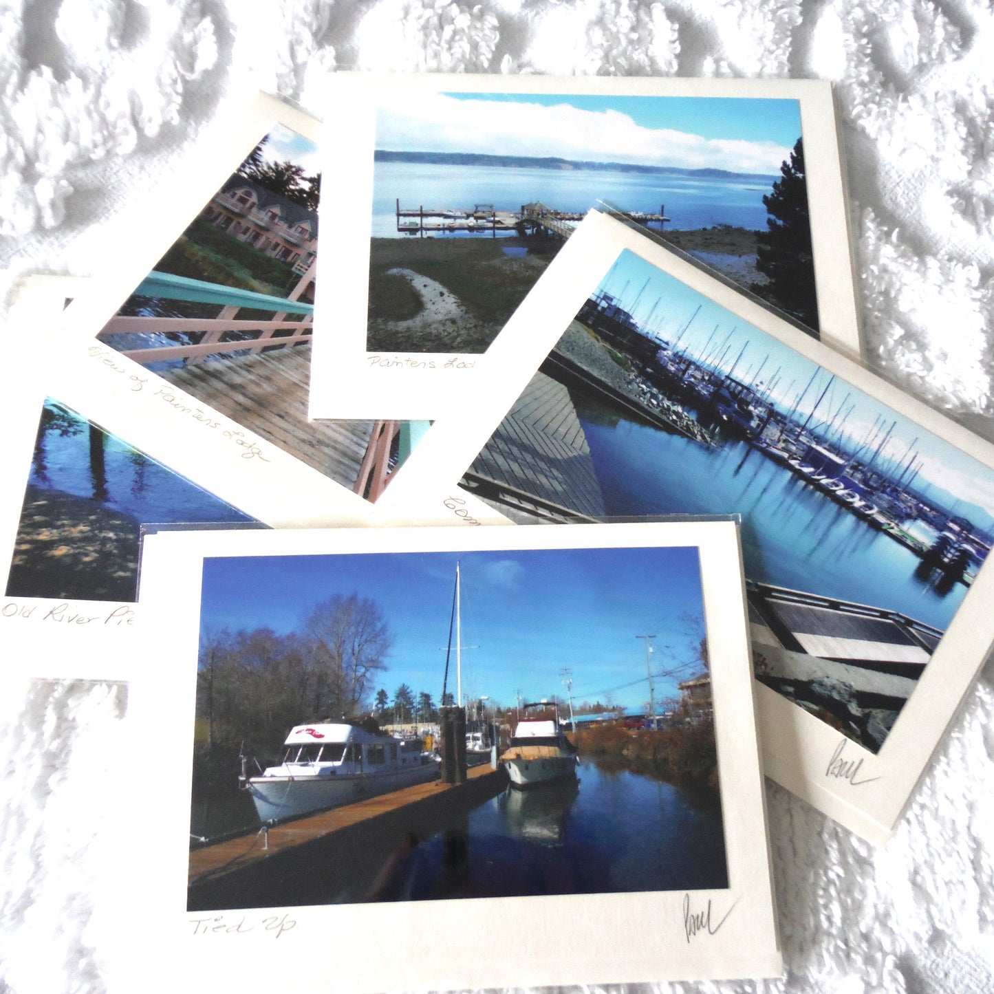 Original Art Greeting Card, Boats & Wharf Collection: "OLD RIVER PIER"