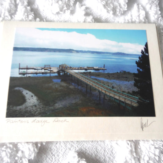 Original Art Greeting Card, Boats & Wharf Collection: "PAINTERS LODGE DOCK"