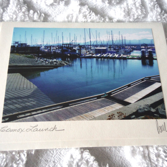Original Art Greeting Card, Boats & Wharf Collection: "COMOX LAUNCH"
