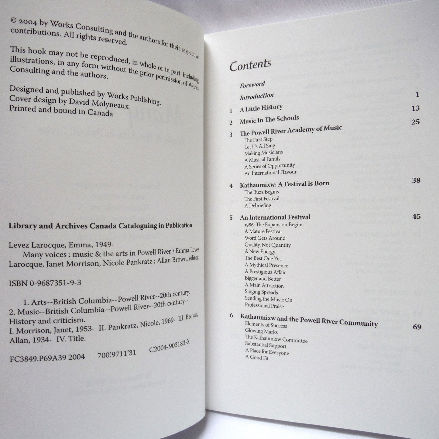 MANY VOICES, Music and the Arts in Powell River, Short Stories Edited by Allan Brown (2004 1st Ed.)