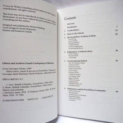 MANY VOICES, Music and the Arts in Powell River, Short Stories Edited by Allan Brown (2004 1st Ed.)