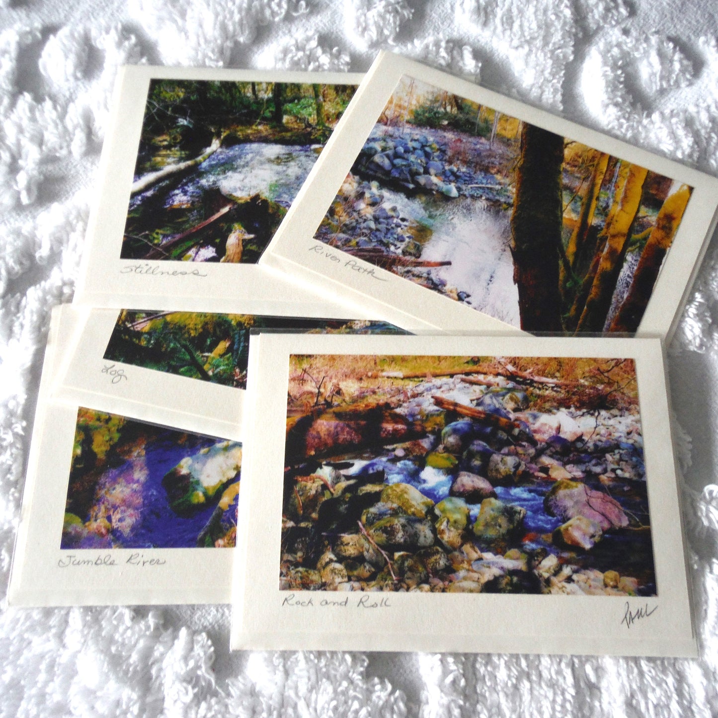 Original Art Greeting Card, Streams & Logs Collection: "JUMBLE RIVER"