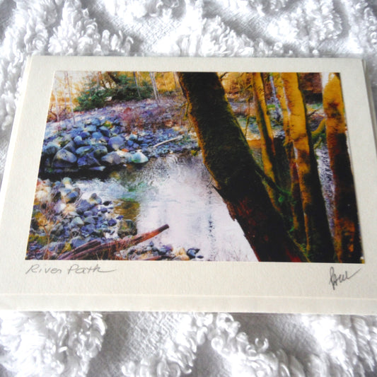 Original Art Greeting Card, Streams & Logs Collection: "RIVER PATH"