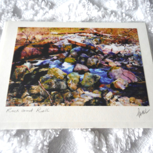 Original Art Greeting Card, Streams & Logs Collection: "ROCK & ROLL"