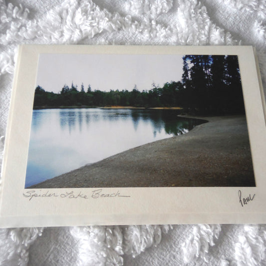 Original Art Greeting Card, Comox Valley Sights Collection: "SPIDER LAKE BEACH"