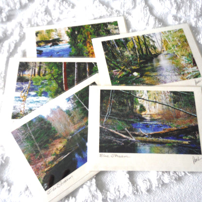 Original Art Greeting Card, Blue Water Streams Collection: "BLUE STREAM"